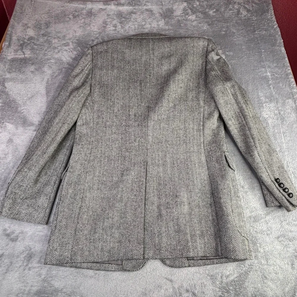 Joe Namath Signature Collection Blazer Mens 42L Gray Herringbone Sport Coat